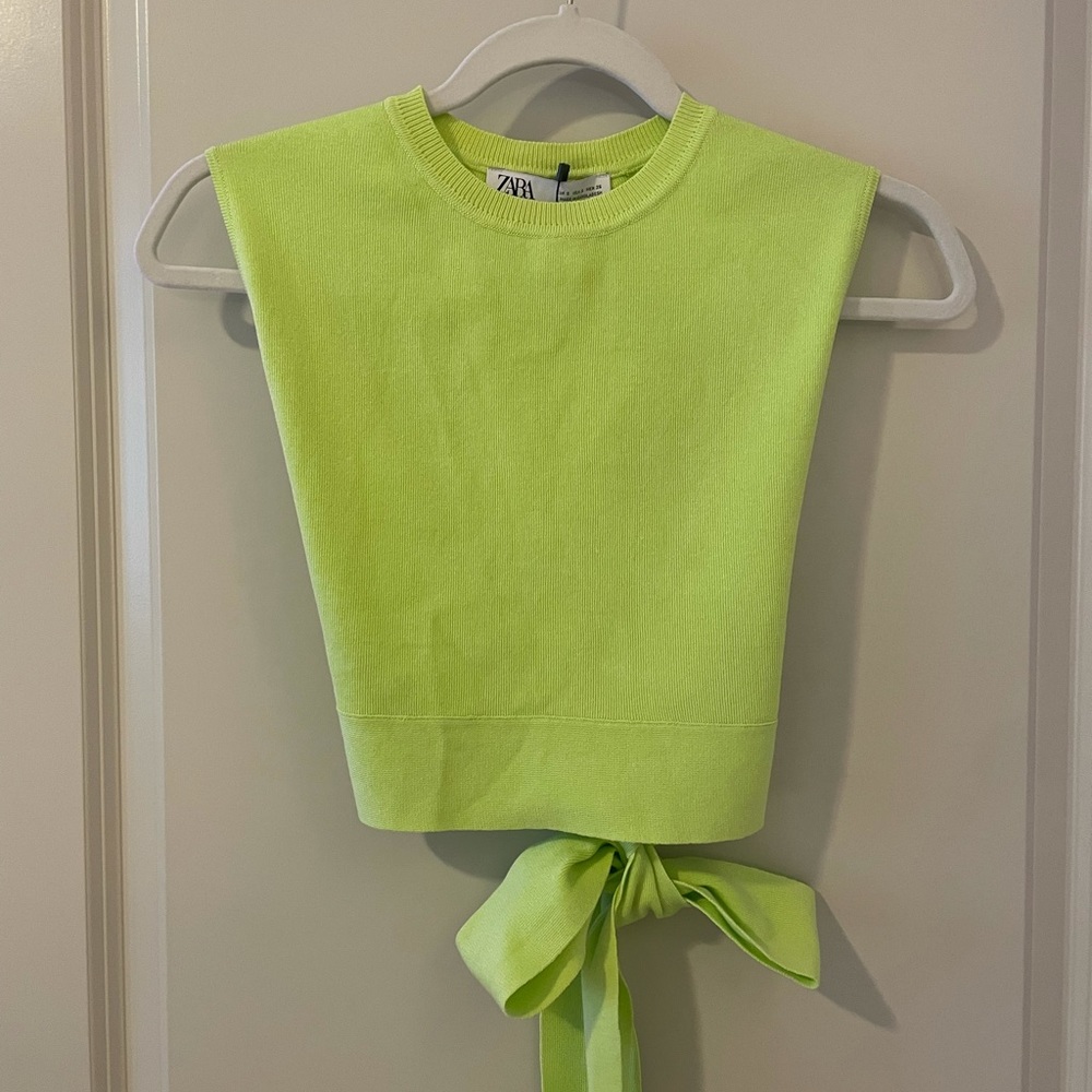 NWT Zara open back neon top